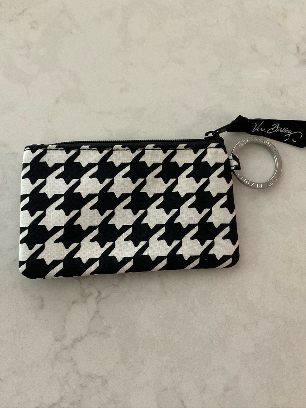 Vera Bradley Black & White Houndstooth Zip Key Pouch